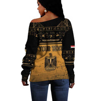 Personalized Egypt Off Shoulder Sweater Ancient Ankh Luxury - Wonder Print Shop
