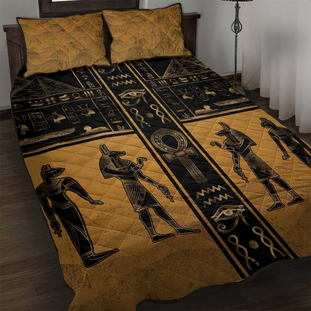 Egypt Quilt Bed Set Ancient Ankh Luxury - Wonder Print Shop