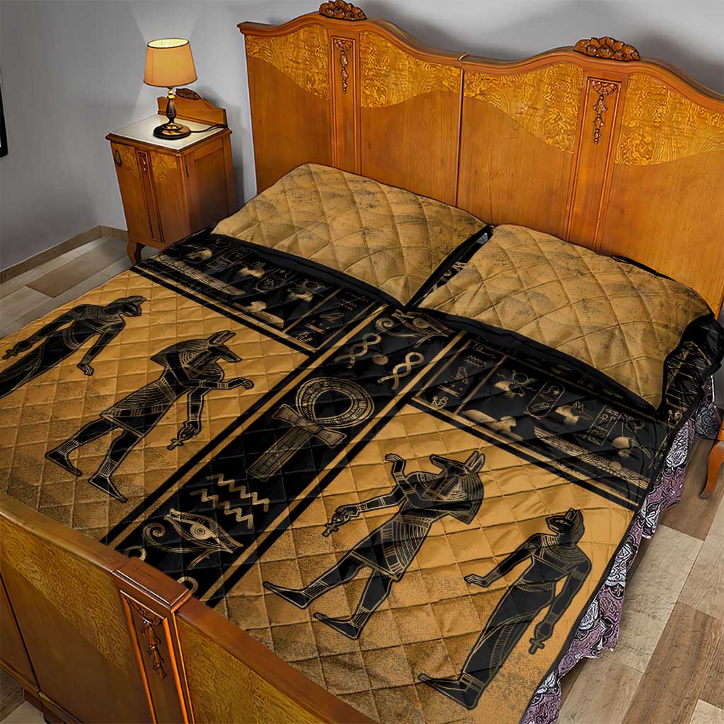 Egypt Quilt Bed Set Ancient Ankh Luxury - Wonder Print Shop