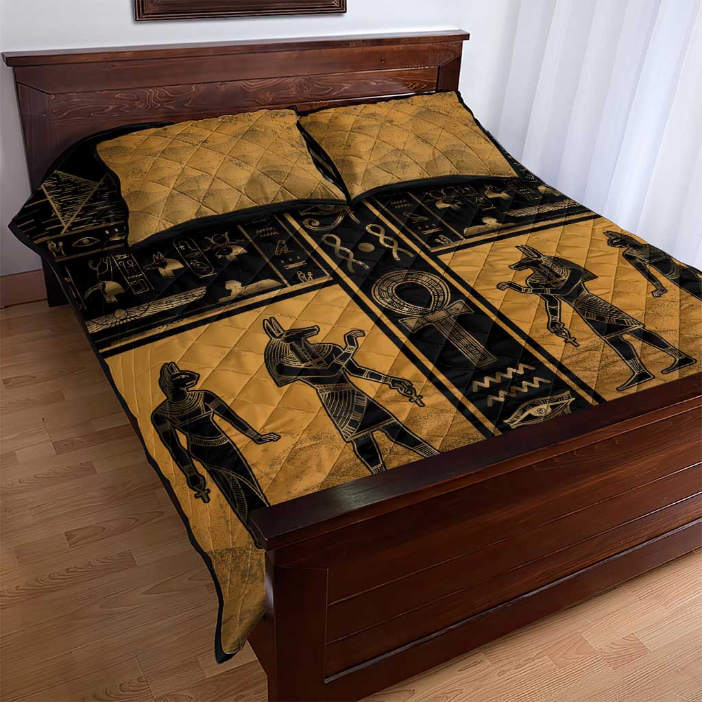 Egypt Quilt Bed Set Ancient Ankh Luxury - Wonder Print Shop
