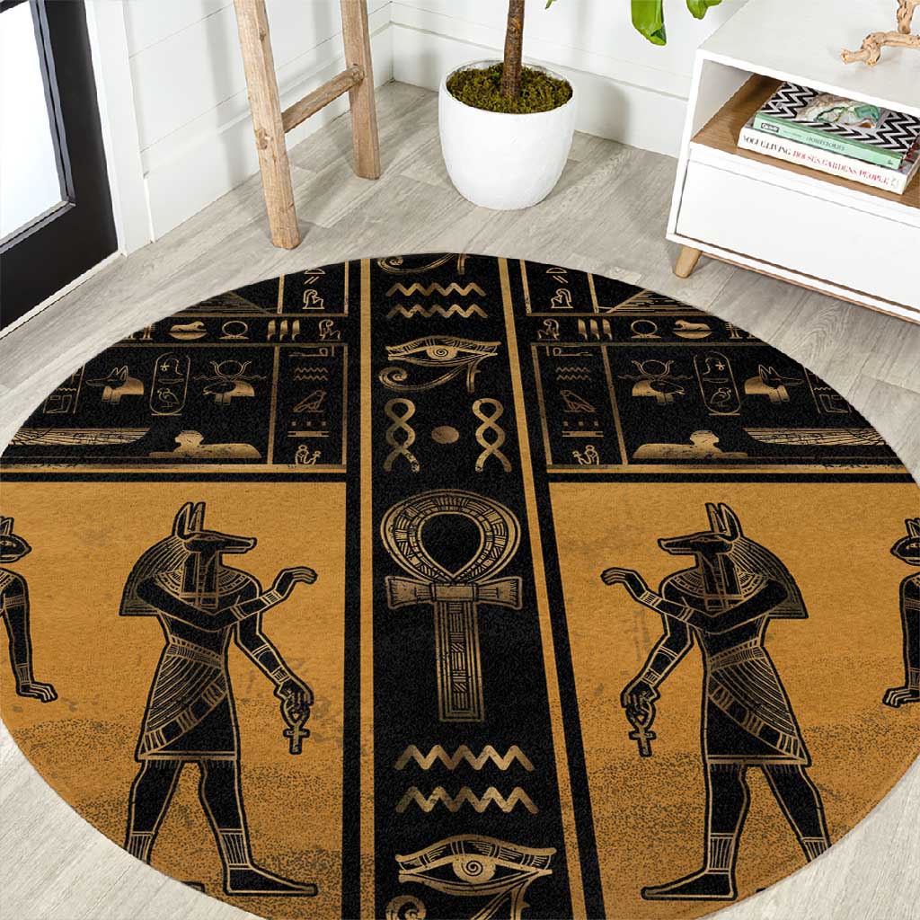 Egypt Round Carpet Ancient Ankh Luxury - Wonder Print Shop