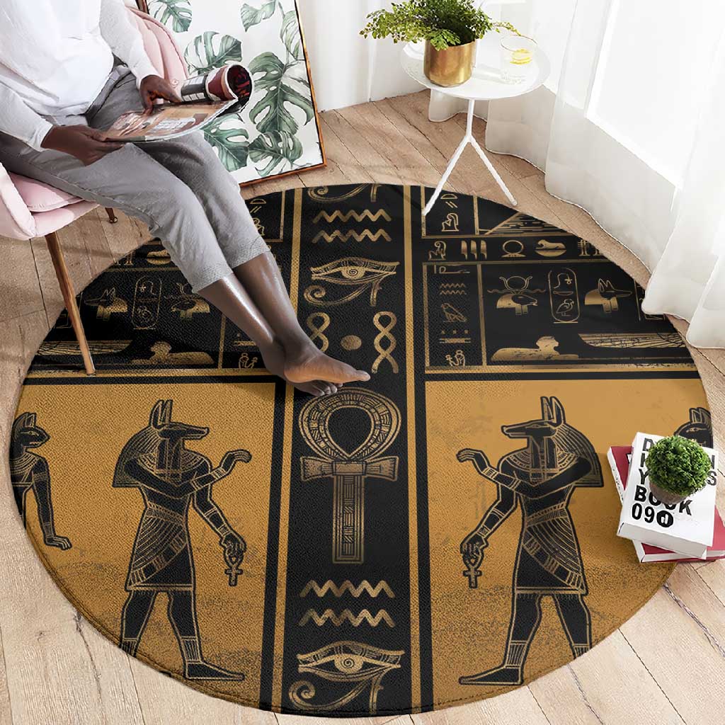 Egypt Round Carpet Ancient Ankh Luxury - Wonder Print Shop