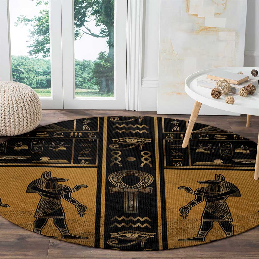Egypt Round Carpet Ancient Ankh Luxury - Wonder Print Shop