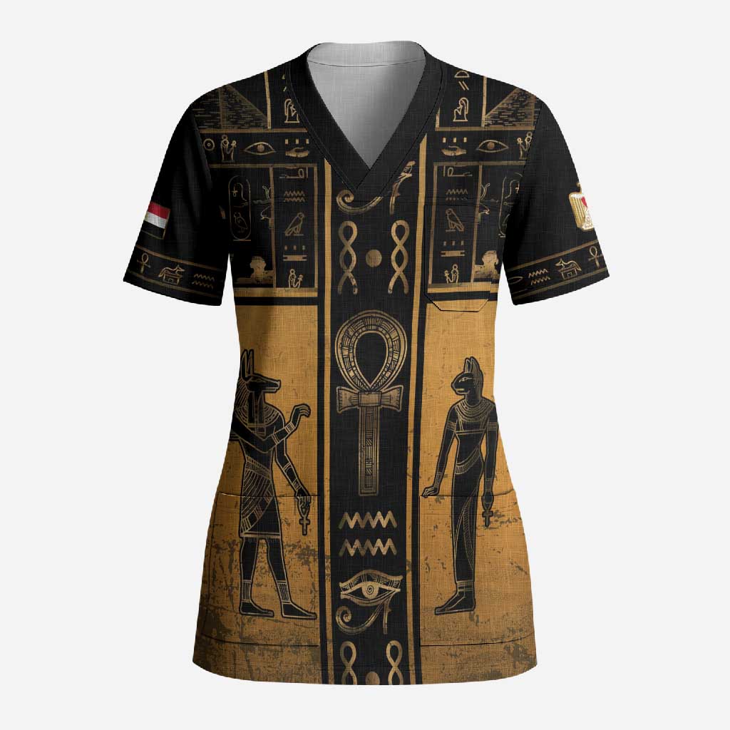 Personalized Egypt Scrub Top Ancient Ankh Luxury - Wonder Print Shop