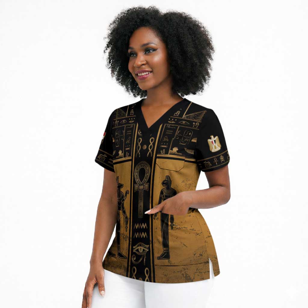 Personalized Egypt Scrub Top Ancient Ankh Luxury - Wonder Print Shop