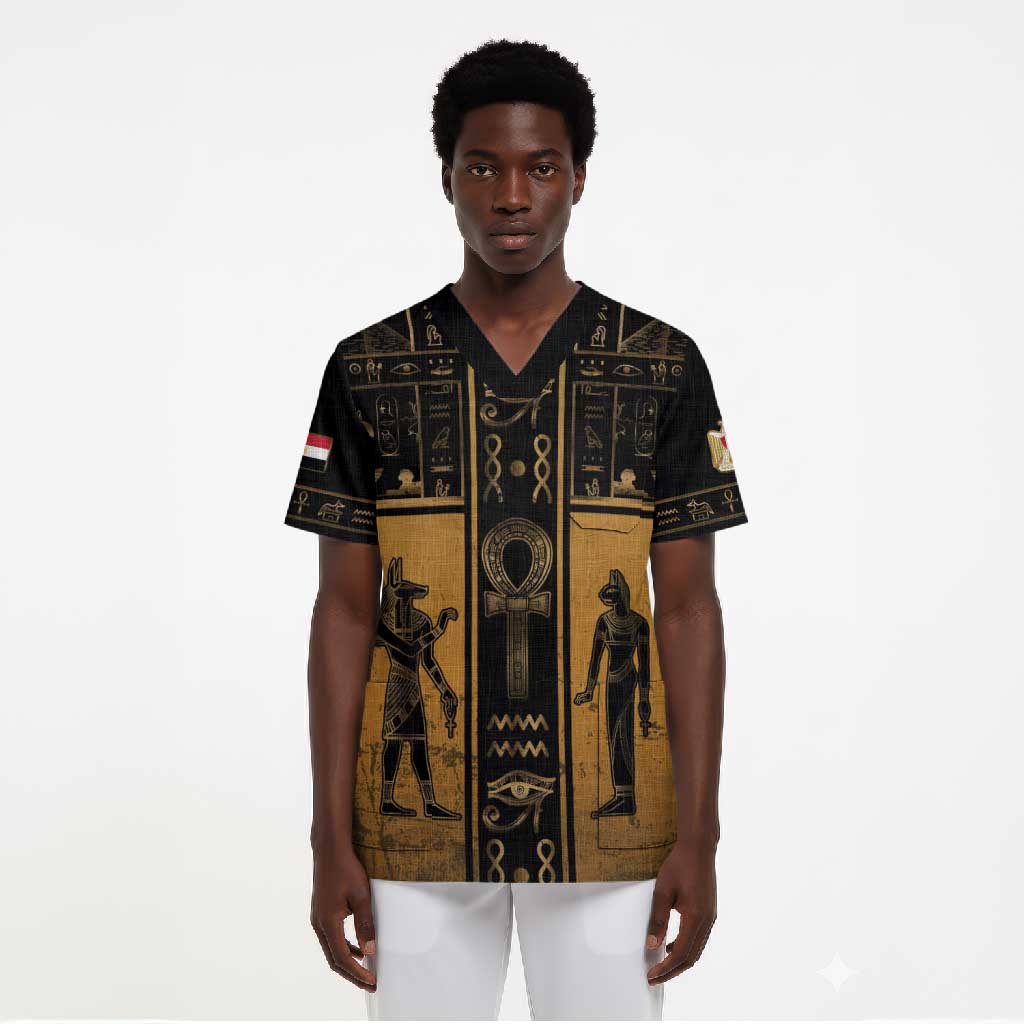 Personalized Egypt Scrub Top Ancient Ankh Luxury - Wonder Print Shop