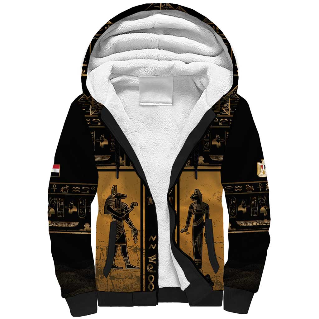 Personalized Egypt Sherpa Hoodie Ancient Ankh Luxury - Wonder Print Shop