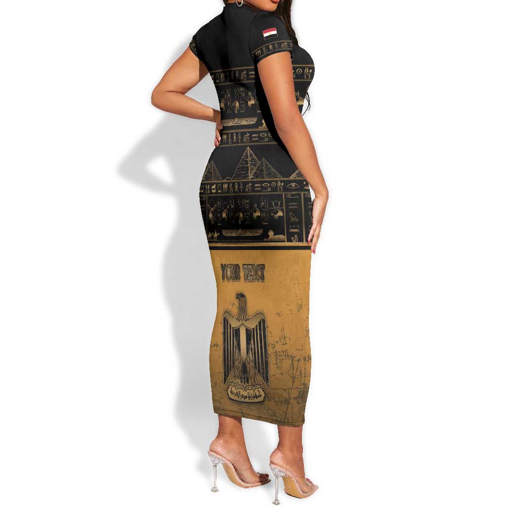 Personalized Egypt Short Sleeve Bodycon Dress Ancient Ankh Luxury - Wonder Print Shop