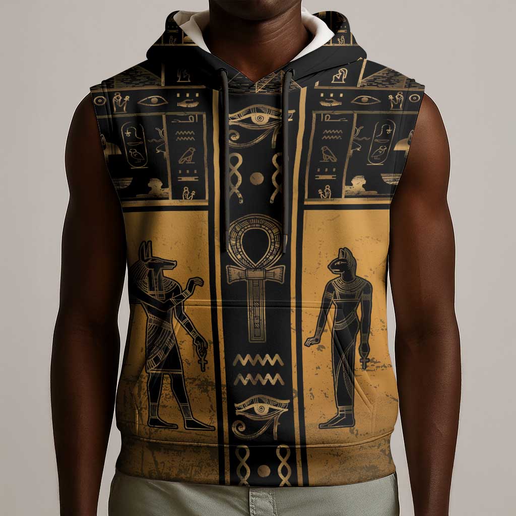 Personalized Egypt Sleeveless Hoodie Ancient Ankh Luxury - Wonder Print Shop