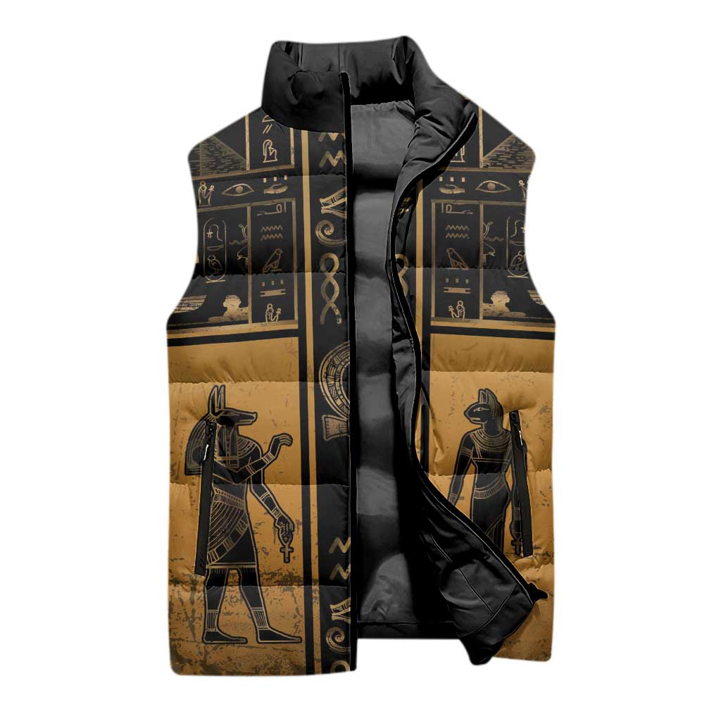 Personalized Egypt Sleeveless Puffer Jacket Ancient Ankh Luxury - Wonder Print Shop