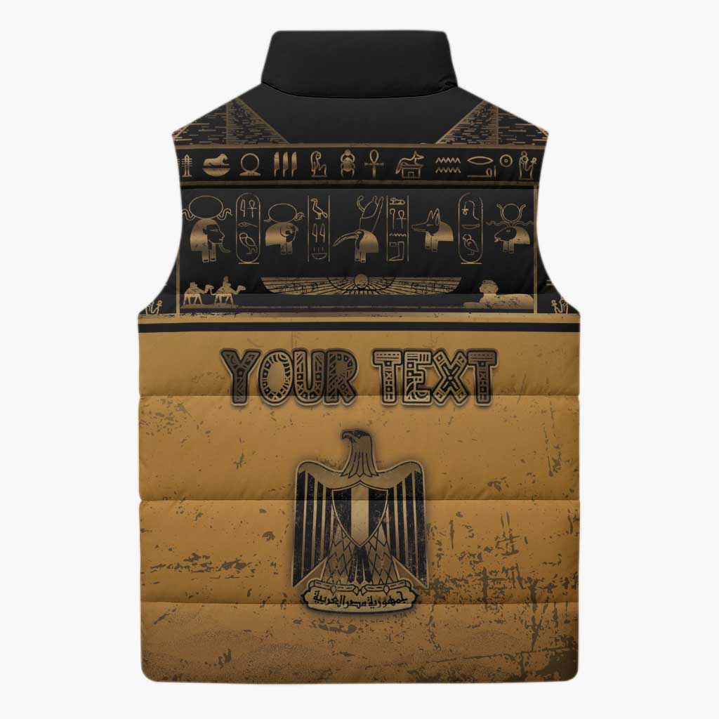 Personalized Egypt Sleeveless Puffer Jacket Ancient Ankh Luxury - Wonder Print Shop