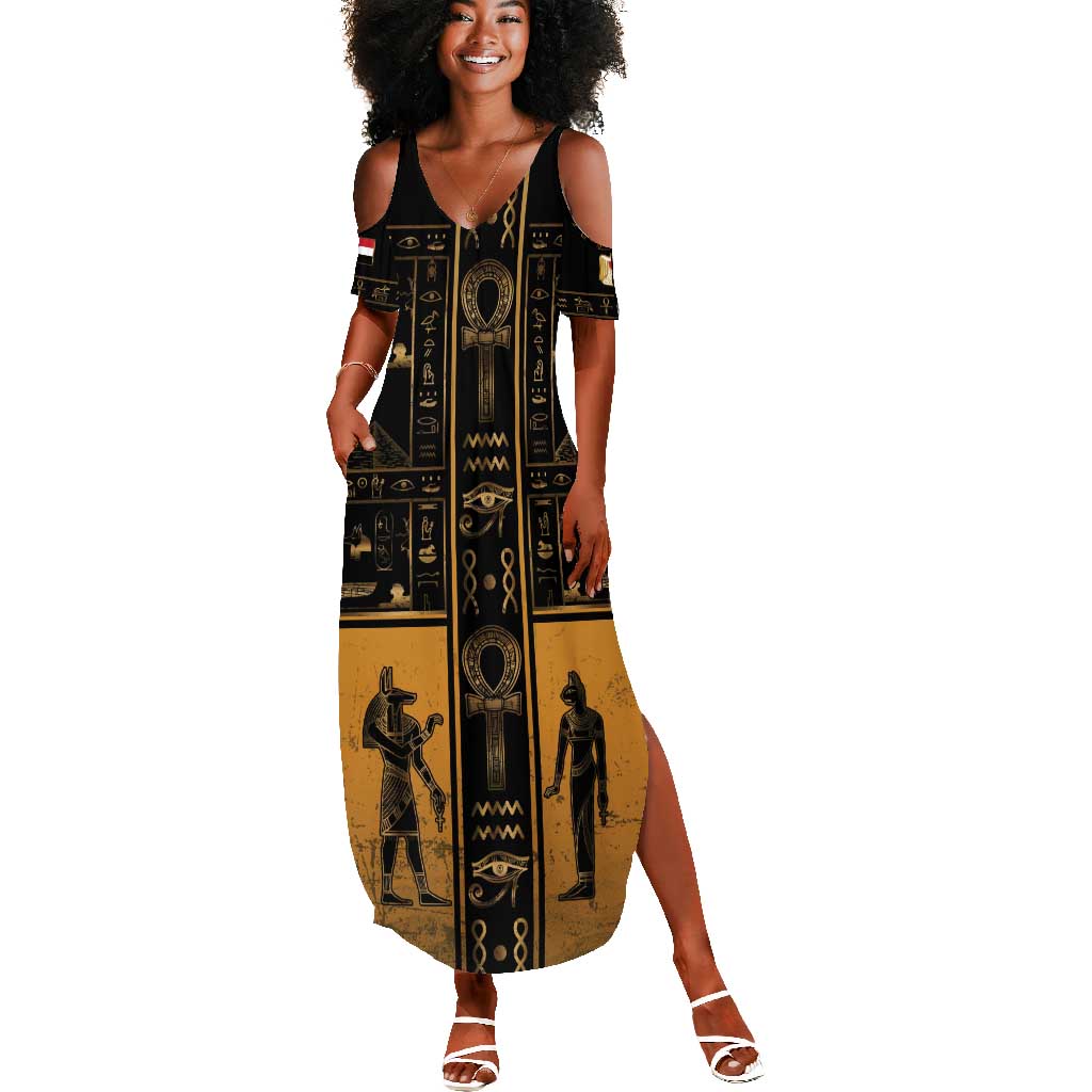 Personalized Egypt Summer Maxi Dress Ancient Ankh Luxury - Wonder Print Shop