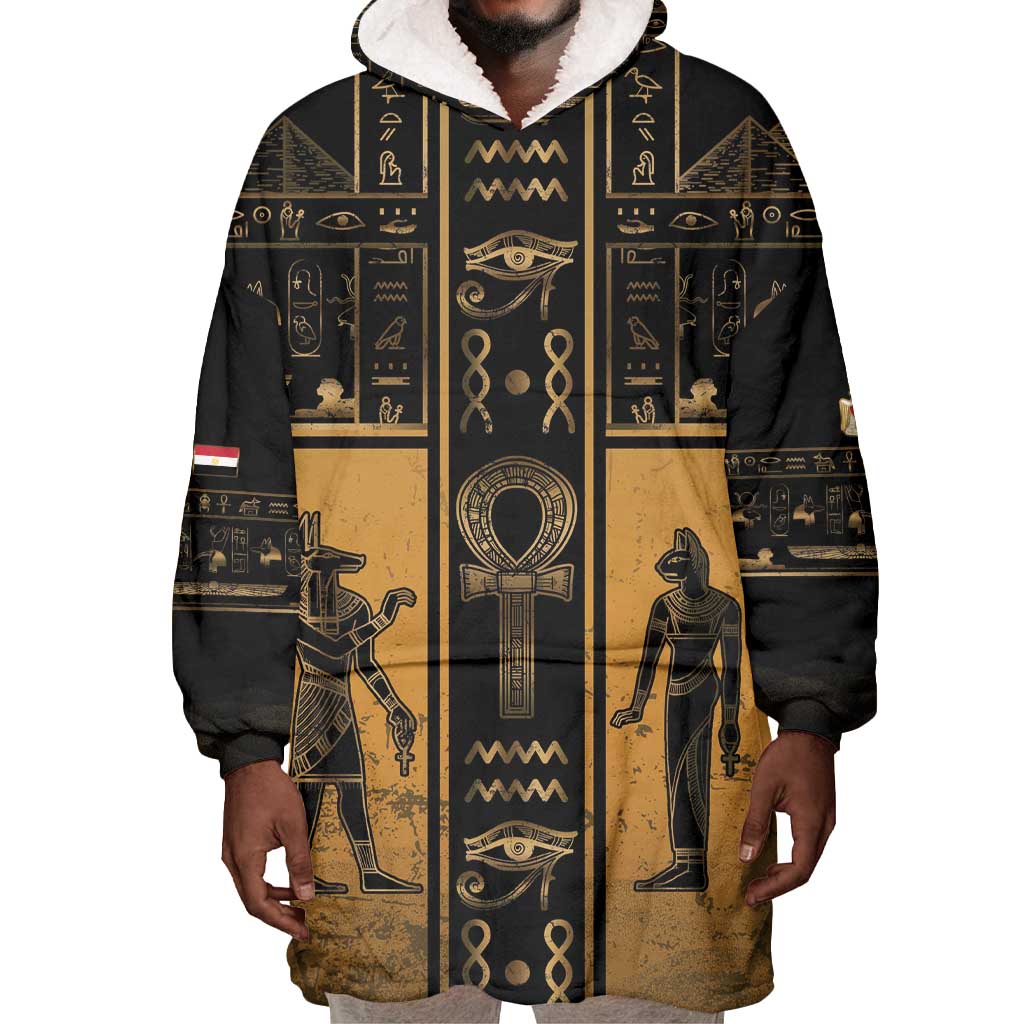 Personalized Egypt Wearable Blanket Hoodie Ancient Ankh Luxury - Wonder Print Shop