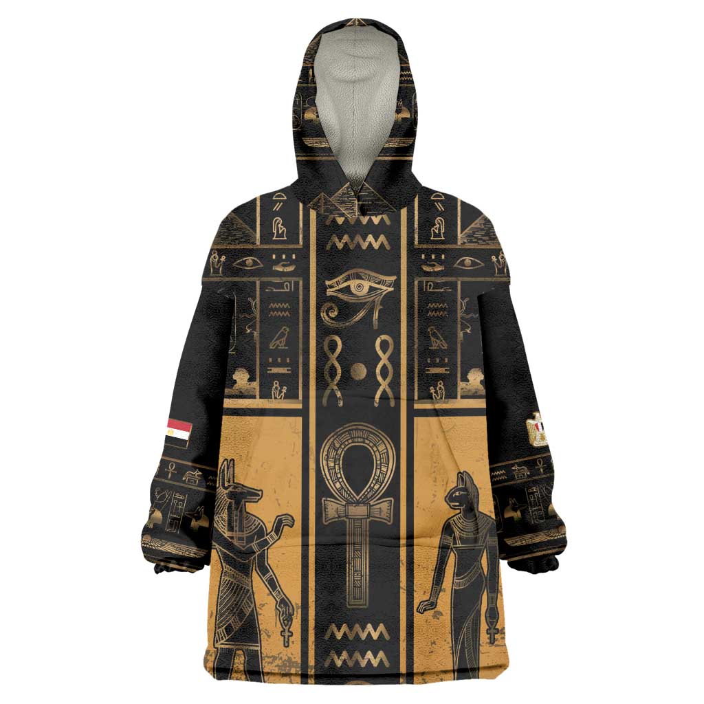 Personalized Egypt Wearable Blanket Hoodie Ancient Ankh Luxury - Wonder Print Shop
