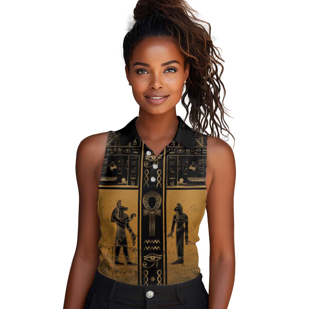 Personalized Egypt Women Sleeveless Polo Shirt Ancient Ankh Luxury - Wonder Print Shop