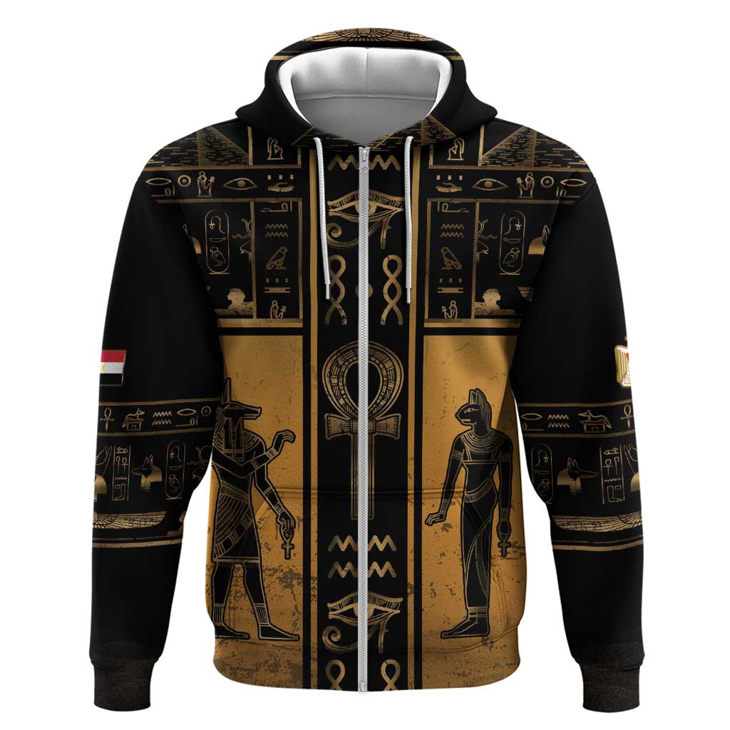 Personalized Egypt Zip Hoodie Ancient Ankh Luxury - Wonder Print Shop