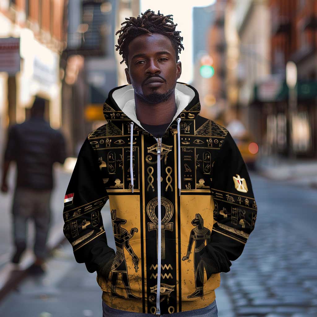 Personalized Egypt Zip Hoodie Ancient Ankh Luxury - Wonder Print Shop