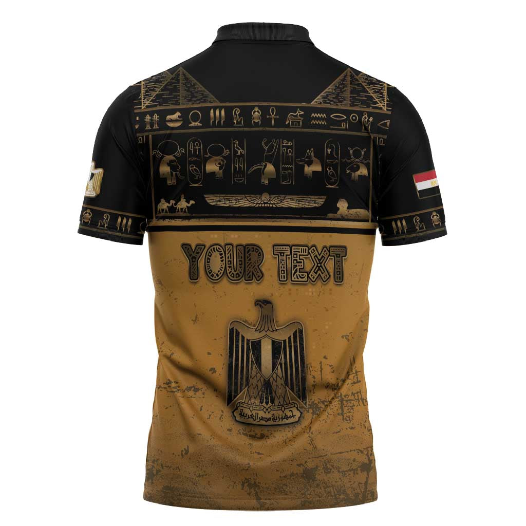 Personalized Egypt Zipper Polo Shirt Ancient Ankh Luxury - Wonder Print Shop