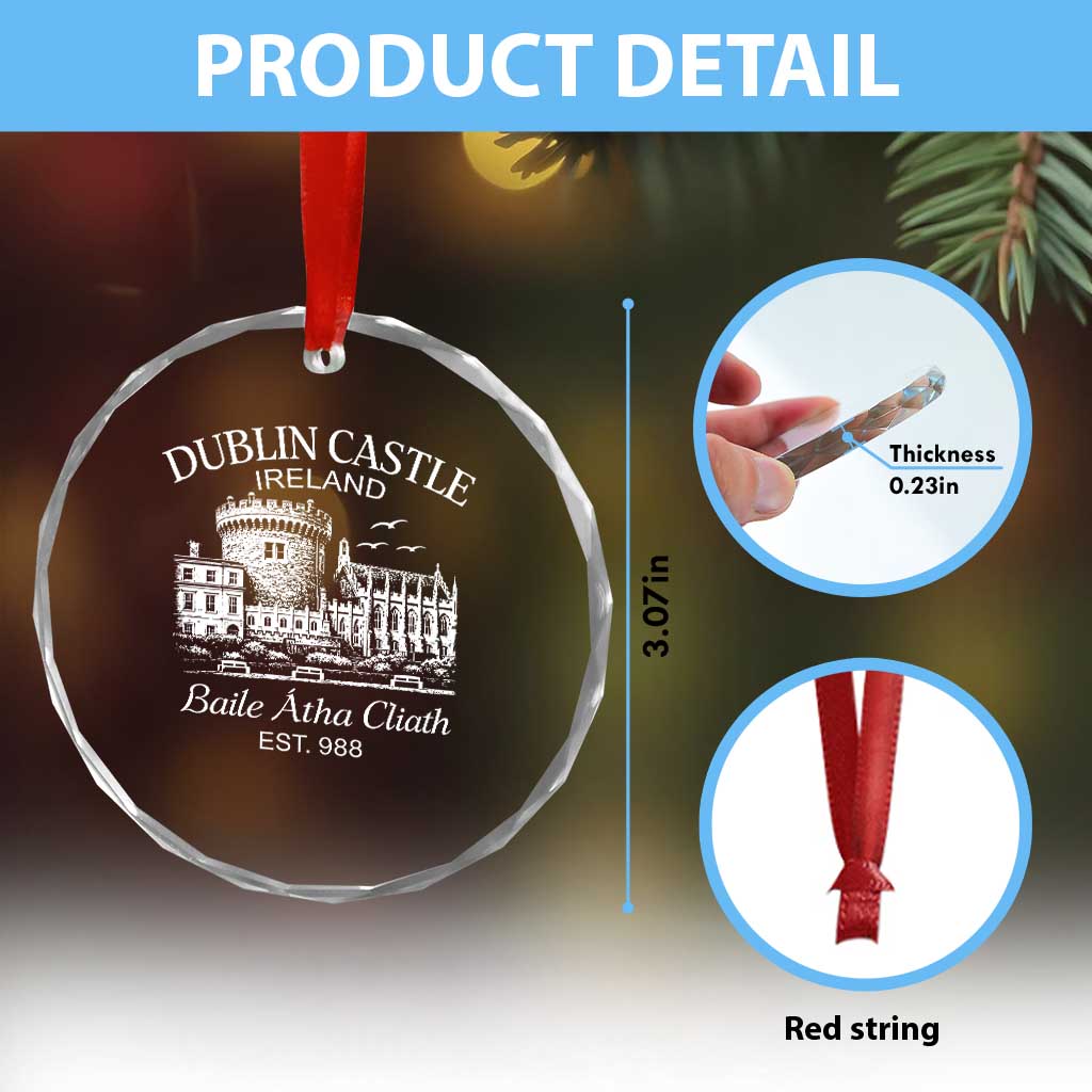 Dublin Castle Ireland Crystal Glass Ornament Baile Atha Cliath Ireland Travel Souvenir