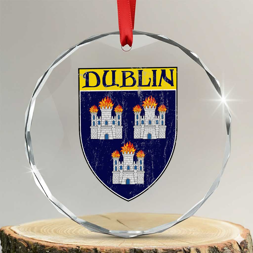 Dublin Ireland Crystal Glass Ornament The Coat of Arms of Dublin Three Burning Castles
