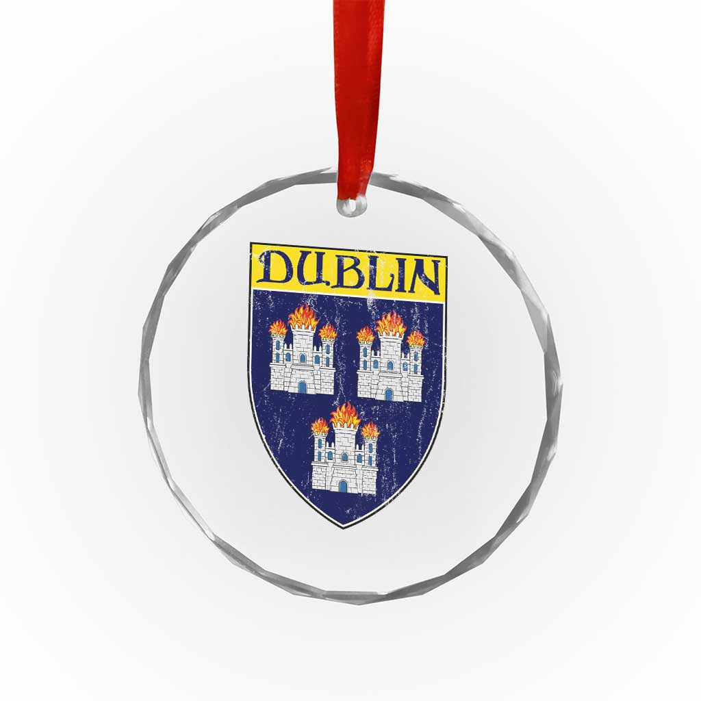 Dublin Ireland Crystal Glass Ornament The Coat of Arms of Dublin Three Burning Castles