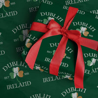 Dublin Ireland Est 988 Wrapping Paper Roll St Patricks Day Shamrock Leaf