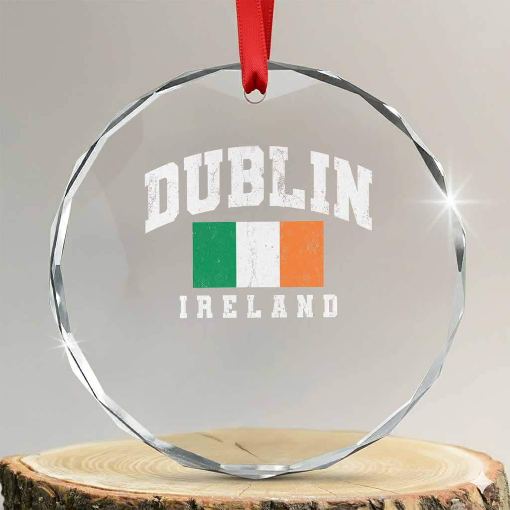 Dublin Ireland Flag Irish Retro Throwback Sports Design Crystal Glass Ornament