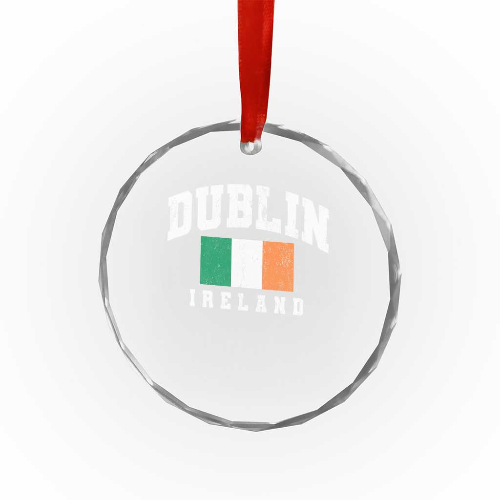 Dublin Ireland Flag Irish Retro Throwback Sports Design Crystal Glass Ornament