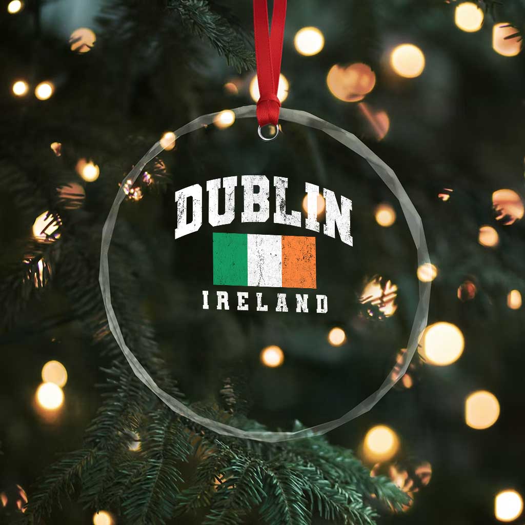 Dublin Ireland Flag Irish Retro Throwback Sports Design Crystal Glass Ornament