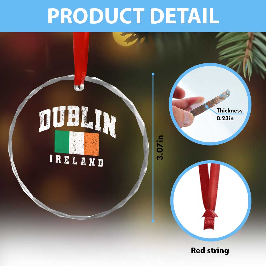 Dublin Ireland Flag Irish Retro Throwback Sports Design Crystal Glass Ornament