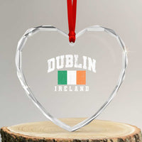 Dublin Ireland Flag Irish Retro Throwback Sports Design Heart Crystal Glass Ornament