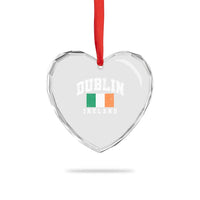 Dublin Ireland Flag Irish Retro Throwback Sports Design Heart Crystal Glass Ornament