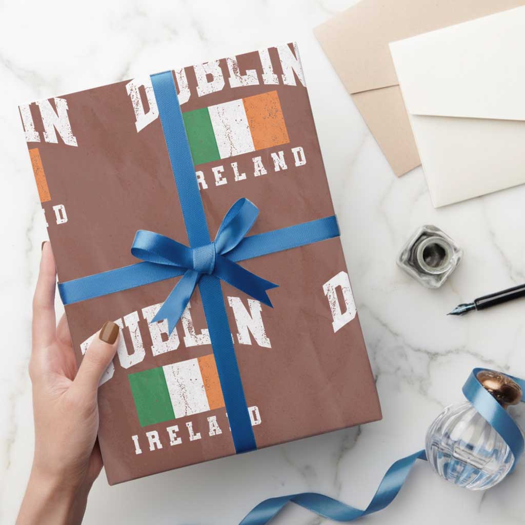 Dublin Ireland Flag Irish Retro Throwback Sports Design Wrapping Paper Roll