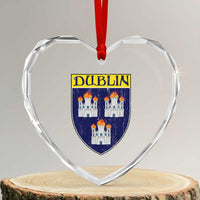 Dublin Ireland Heart Crystal Glass Ornament The Coat of Arms of Dublin Three Burning Castles
