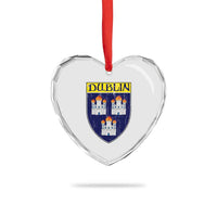 Dublin Ireland Heart Crystal Glass Ornament The Coat of Arms of Dublin Three Burning Castles