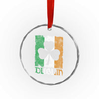Dublin Ireland St Patricks Day Crystal Glass Ornament Distressed Shamrock Vintage Irish Flag
