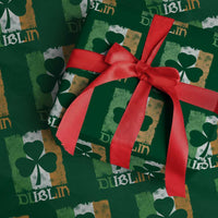Dublin Ireland St Patricks Day Wrapping Paper Roll Distressed Shamrock Vintage Irish Flag