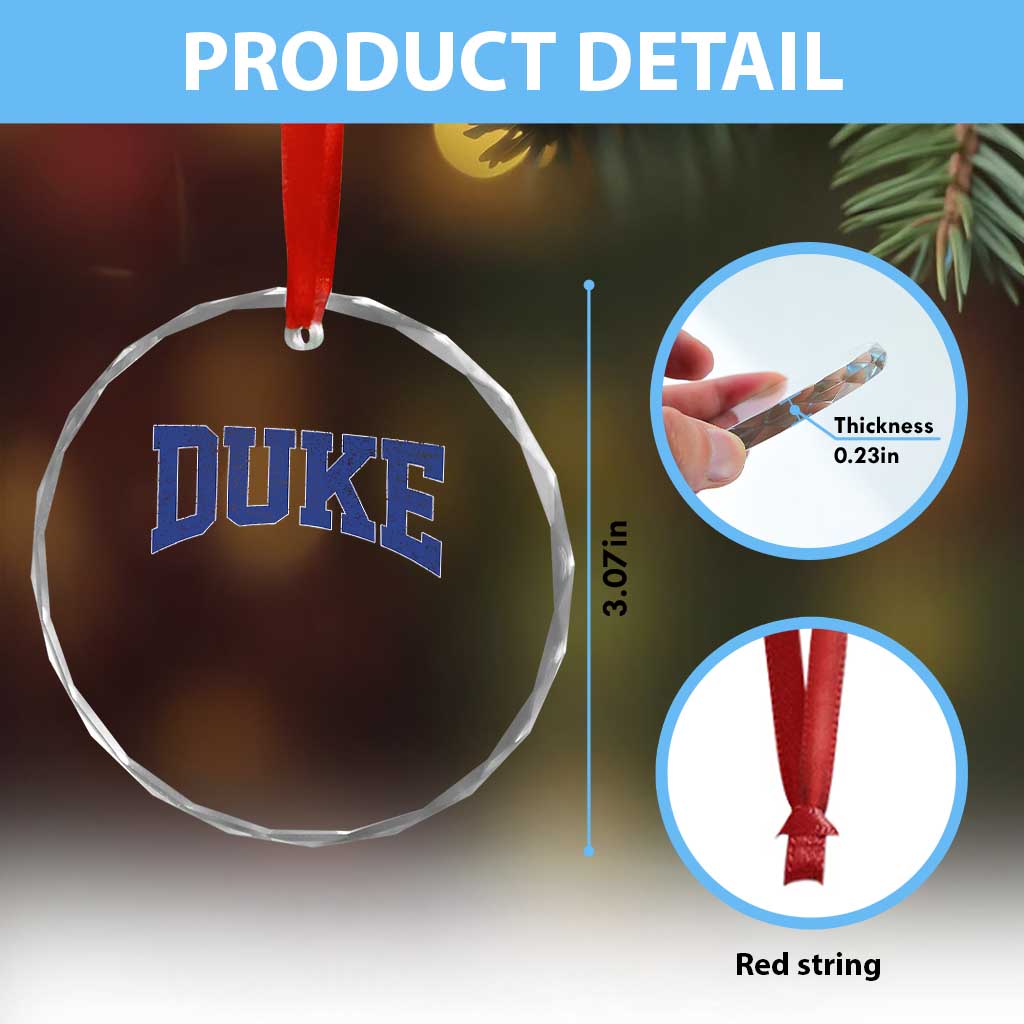 Duke Bold Script Name Sports Fans Crystal Glass Ornament