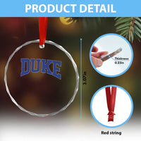 Duke Bold Script Name Sports Fans Crystal Glass Ornament