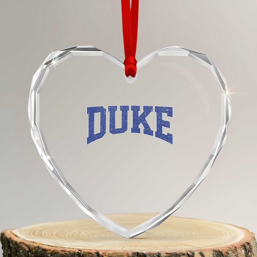 Duke Bold Script Name Sports Fans Heart Crystal Glass Ornament