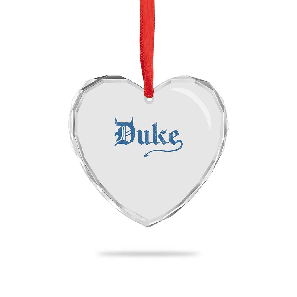 Duke Gothic Throwback Heart Crystal Glass Ornament Game Day for Sports Fan