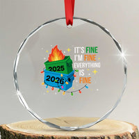 Dumpster Fire Christmas Crystal Glass Ornament Funny It's Fine I'm Fine Everything Is Fine - Wonder Print Shop