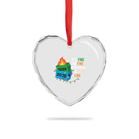 Dumpster Fire Christmas Heart Crystal Glass Ornament Funny It's Fine I'm Fine Everything Is Fine - Wonder Print Shop