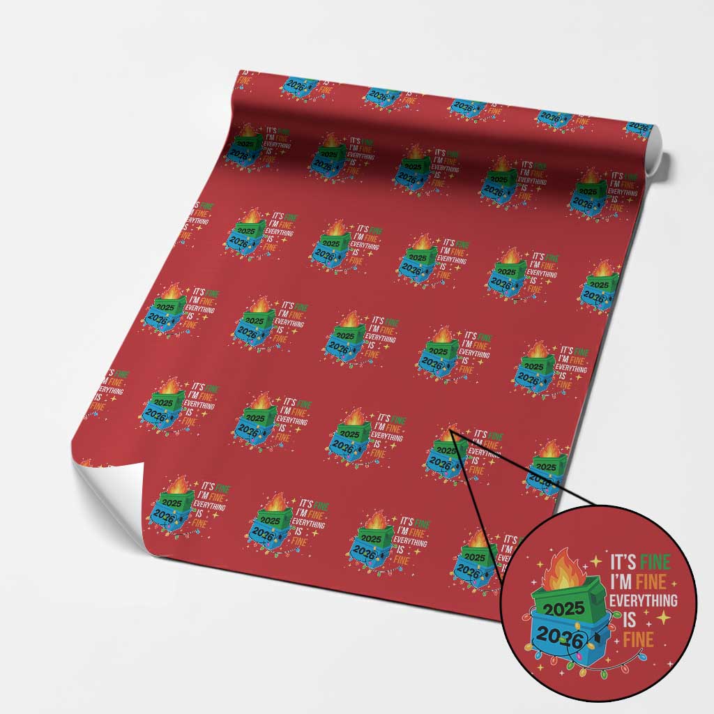 Dumpster Fire Christmas Wrapping Paper Roll Funny It's Fine I'm Fine Everything Is Fine - Wonder Print Shop
