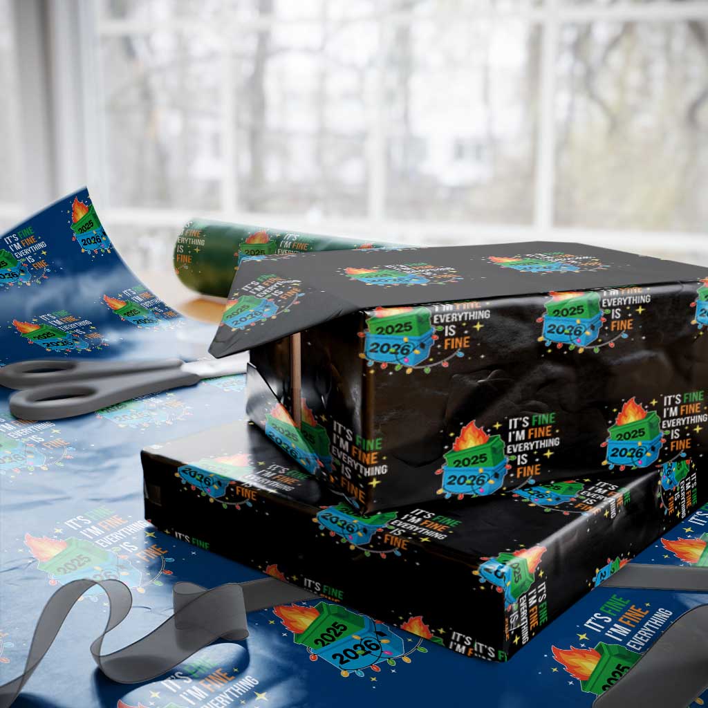 Dumpster Fire Christmas Wrapping Paper Roll Funny It's Fine I'm Fine Everything Is Fine - Wonder Print Shop