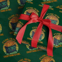 Dumpster Fire Wrapping Paper Roll It's Fine I'm Fine Everything Is Fine Retro Vintage