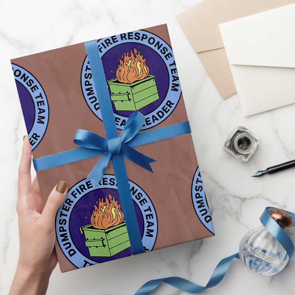 Dumpster Fire Response Team Leader Badge Wrapping Paper Roll Funny Office Chaos Holiday Gag Gift - Wonder Print Shop