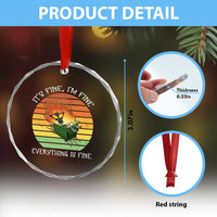 Dumpster Fire Skeleton Crystal Glass Ornament It's Fine I'm Fine Everything Is Fine TS02