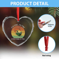 Dumpster Fire Skeleton Heart Crystal Glass Ornament It's Fine I'm Fine Everything Is Fine - Wonder Print Shop