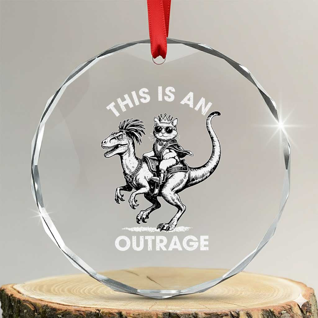 Dungeon Cat This Is An Outrage Crystal Glass Ornament Funny Princess Cat Riding Dinosaur - Wonder Print Shop